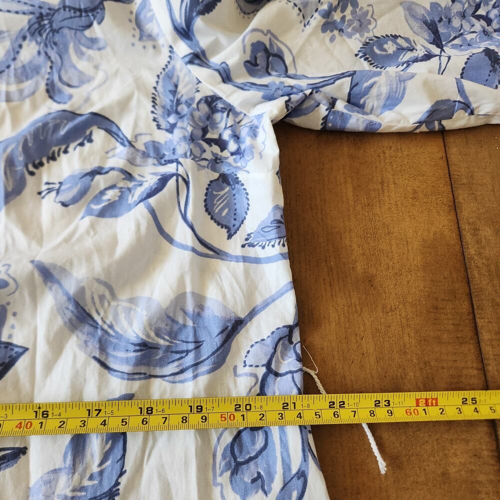 Cynthia Steffe Shirt Dress Women's L White Blue Floral Flared Coastal Nautical - Picture 14 of 16